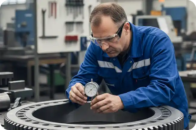 Inspection du jeu axial et radial dans les roulements de pivotement